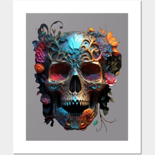 Gothic Roses and Skulls Posters and Art